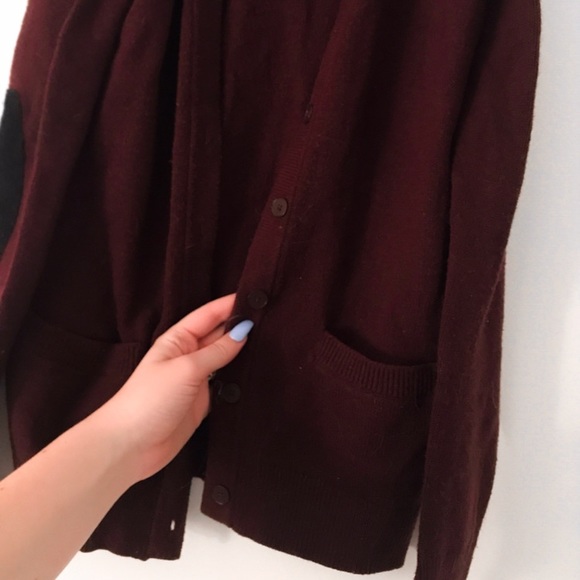 Maroon knitted sweater with elbow pads - Picture 3 of 5